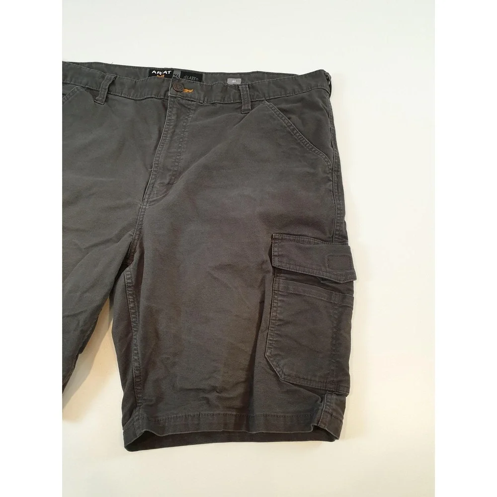 Ariat Rebar Cargo Shorts Mens 42 Gray M4 Relaxed Utility Workwear Cotton Blend - Picture 2 of 16